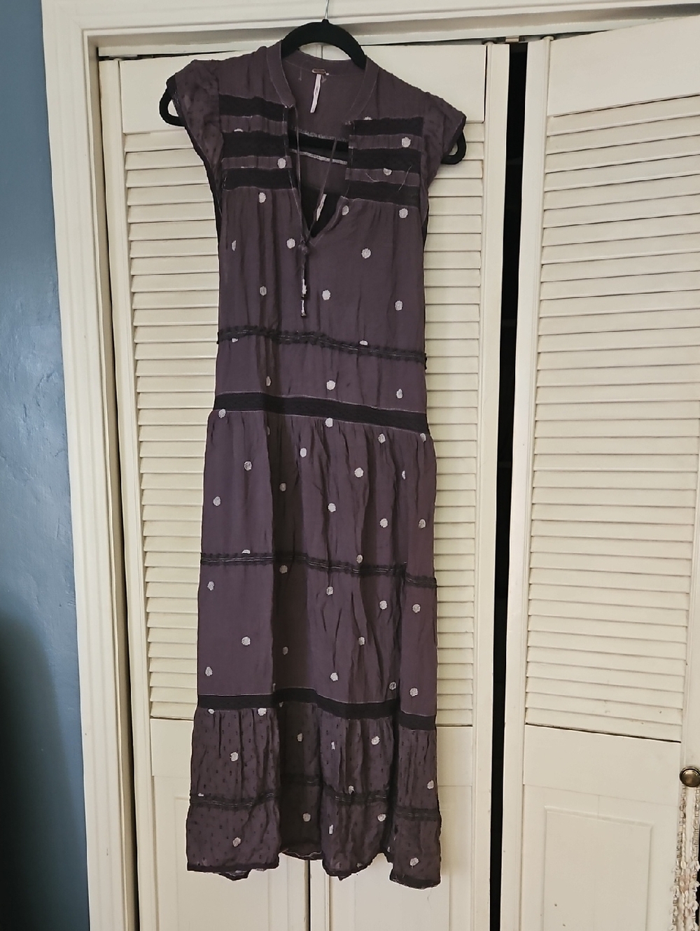 Free People Purple Polka Dot Tiered Maxi Dress